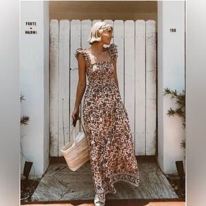 Anthropologie Love The Label Shop Bop smocked tiered women maxi dress size small